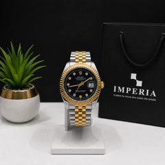 Premium Rolex Datejust-Style Two-Tone Watch - Luxury Men's Wristwatch with Date Window | Pakistan's Best Branded Timepiece