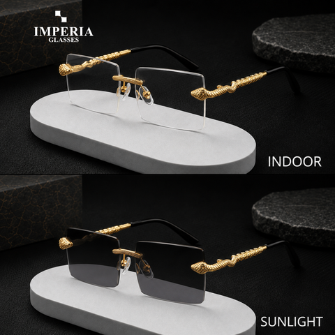 Imperia Cobra Crown Photochromic Glasses – Luxury Rimless Eyewear