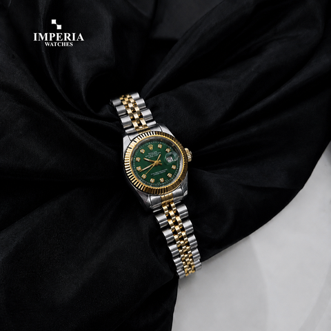 Imperia Rolex Royal Grace Women's Watch – Black Dial Two-Tone Luxury Edition