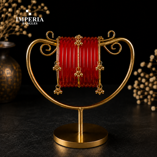 Jelly Glass Bangles with Gold Ghungroo | 9 Colors | Women's Traditional Set