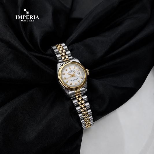 Imperia Rolex Royal Grace Women's Watch – Black Dial Two-Tone Luxury Edition