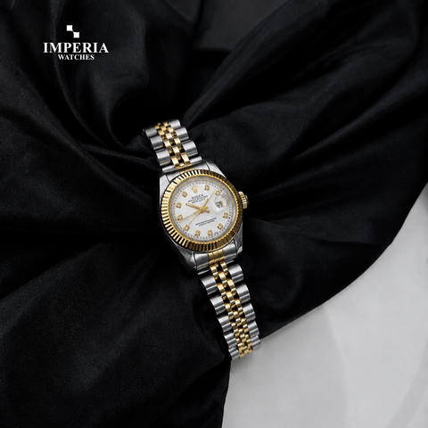 Imperia Rolex Royal Grace Women's Watch – Black Dial Two-Tone Luxury Edition
