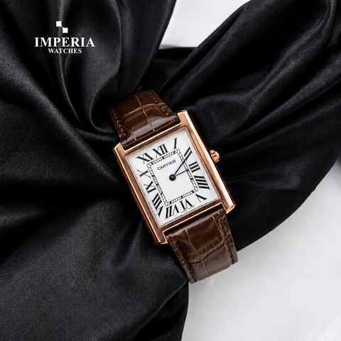 Imperia Heritage Tank Vintage Watch – Premium Leather Strap Dress Watch