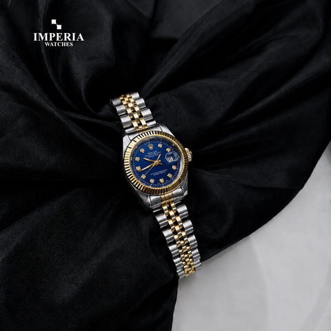 Imperia Rolex Royal Grace Women's Watch – Black Dial Two-Tone Luxury Edition