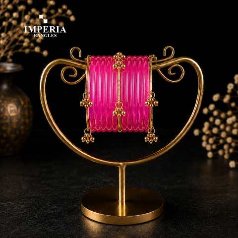 Jelly Glass Bangles with Gold Ghungroo | 9 Colors | Women's Traditional Set
