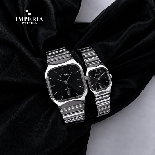 Timas Eternal Couple Watch Set – Matching Square Quartz Timepieces