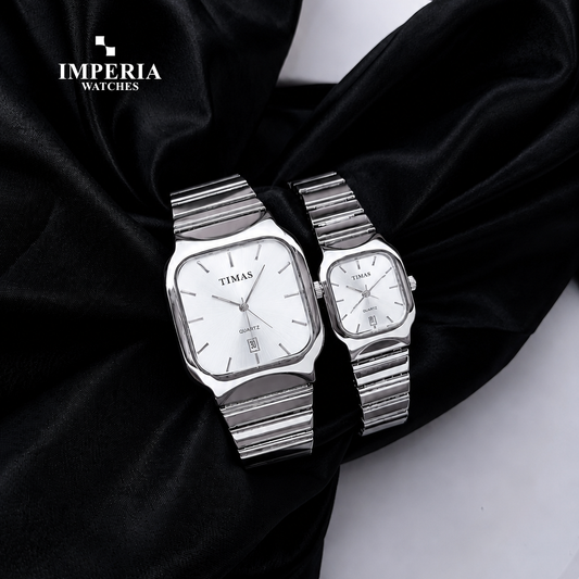Timas Eternal Couple Watch Set – Matching Square Quartz Timepieces