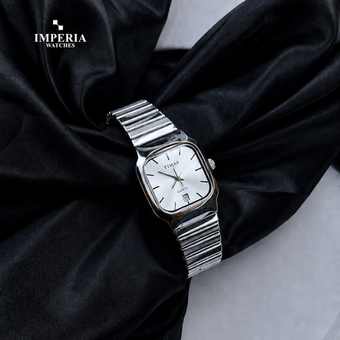 Timas Elegant Square Quartz Watch for Women – Sleek Metallic Bracelet