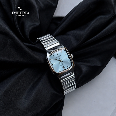 Timas Elegant Square Quartz Watch for Women – Sleek Metallic Bracelet