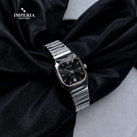Timas Elegant Square Quartz Watch for Women – Sleek Metallic Bracelet