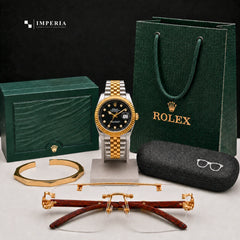Rolex Two-Tone Gold Luxury Bundle - Datejust Watch, Gold Bracelet & Sunglasses | Pakistan
