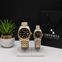 Rolex Datejust-Style Couple Watch Set - Two-Tone His & Hers | Pakistan