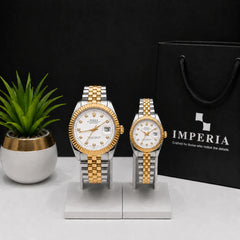 Rolex Datejust-Style Couple Watch Set - Two-Tone His & Hers | Pakistan